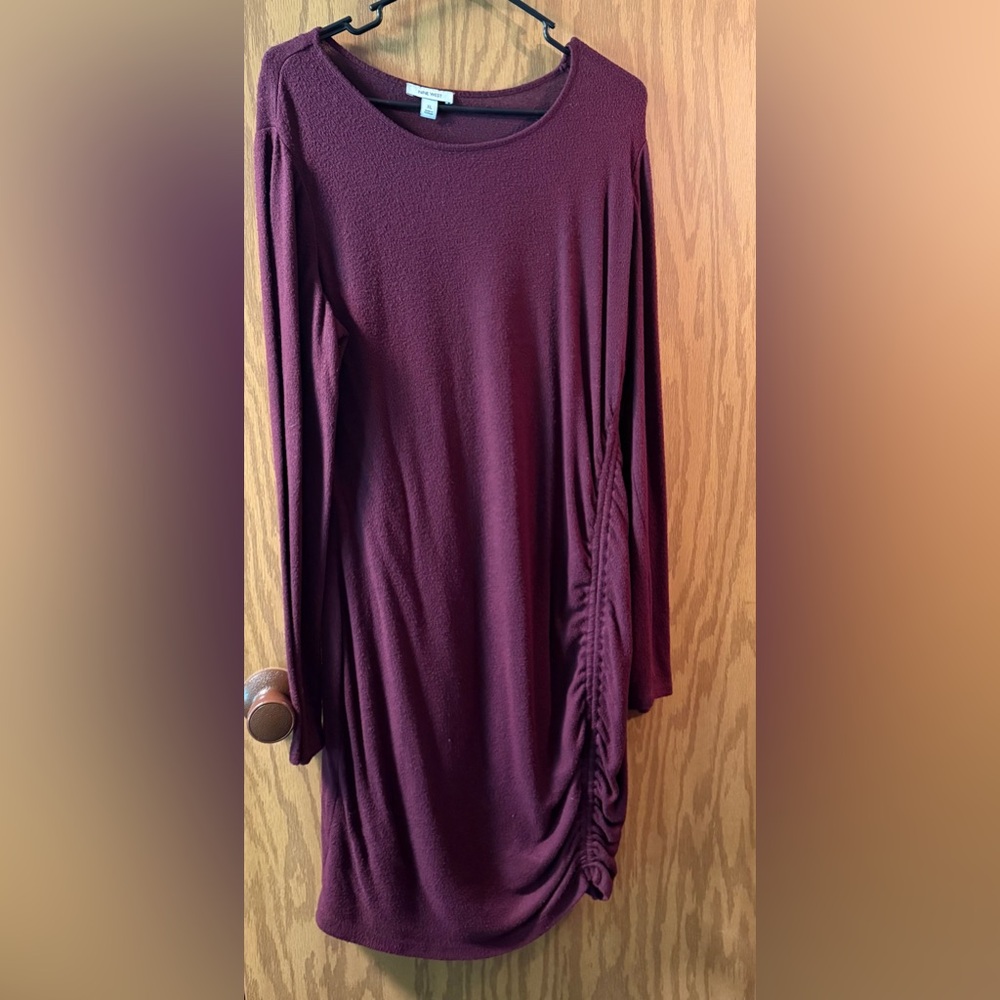 Nine West Purple Ruched Dolman Sleeve Dress